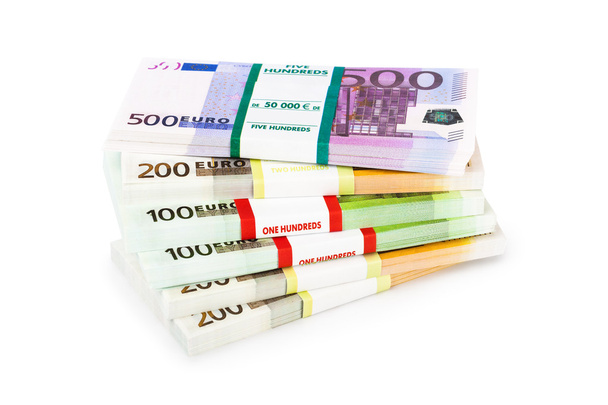 Money stacks isolated on white background - Foto, Imagem