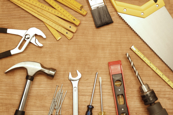 Tools on wood - Foto, afbeelding