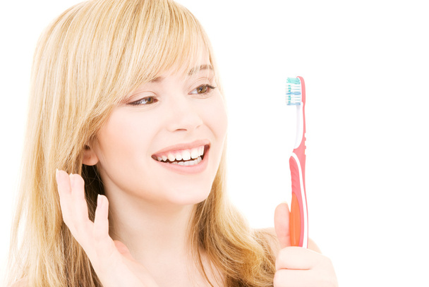 Happy girl with toothbrush - Fotografie, Obrázek