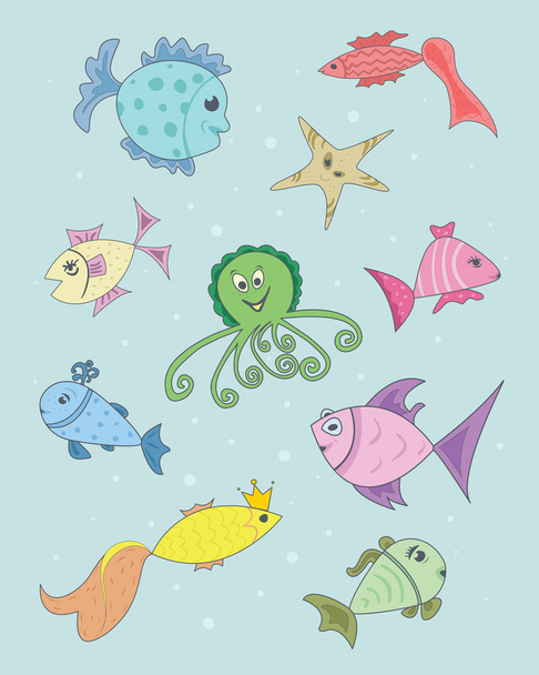 Set fish for your design. vector illustration. - Vector, Image