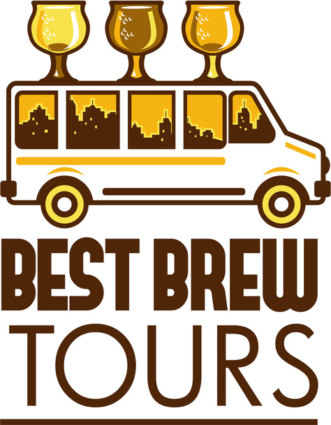 Pivní sklo van Best Brew Tours retro - Vektor, obrázek