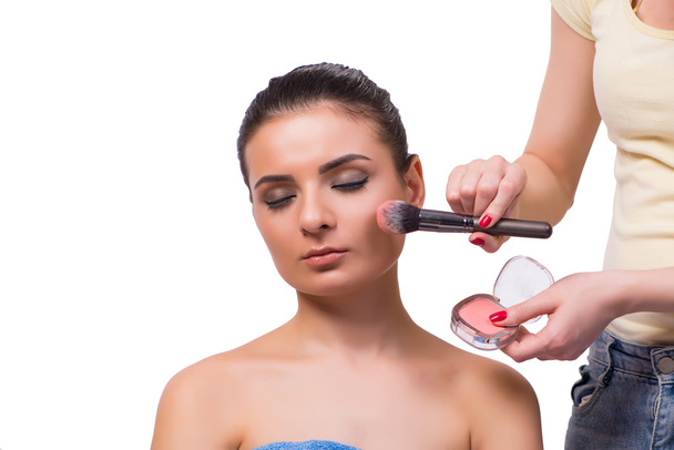 Beautiful woman during make-up cosmetics session - Photo, Image