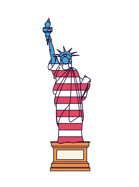 liberty statue with flag isolated icon design - Vector, Image