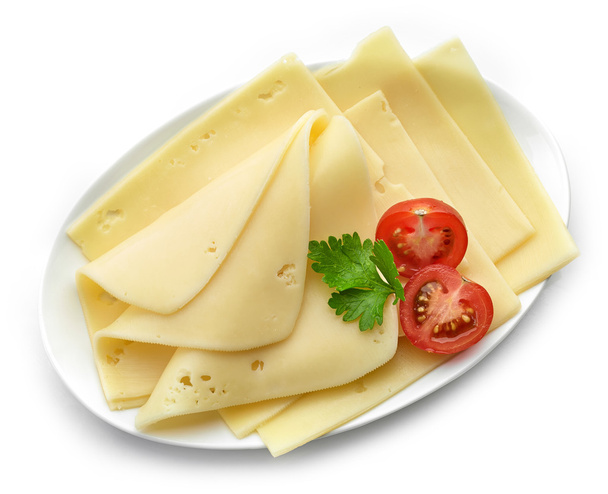 rebanadas de queso en plato blanco
 - Foto, Imagen
