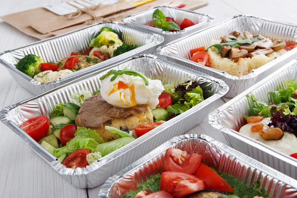 Healthy food in boxes, diet concept. - Photo, Image