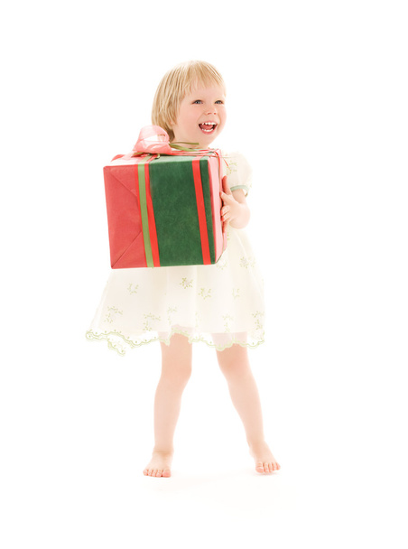 Girl with gift box - Foto, Imagem
