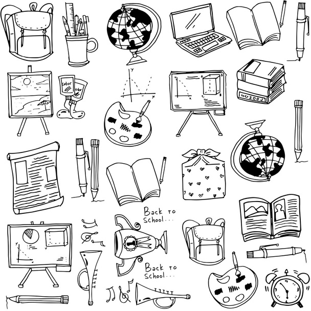 Hand draw education supplies doodles - Vettoriali, immagini