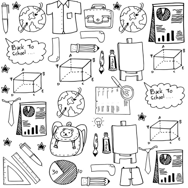 Collection stock doodles school education - Vector, Image