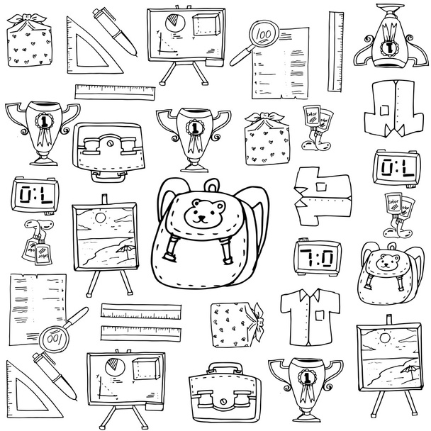 School element doodles collection stock - Vecteur, image
