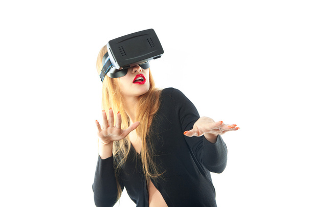 woman in virtual reality glasses - Foto, Imagem
