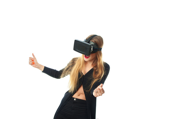 girl in virtual reality helmet - Zdjęcie, obraz