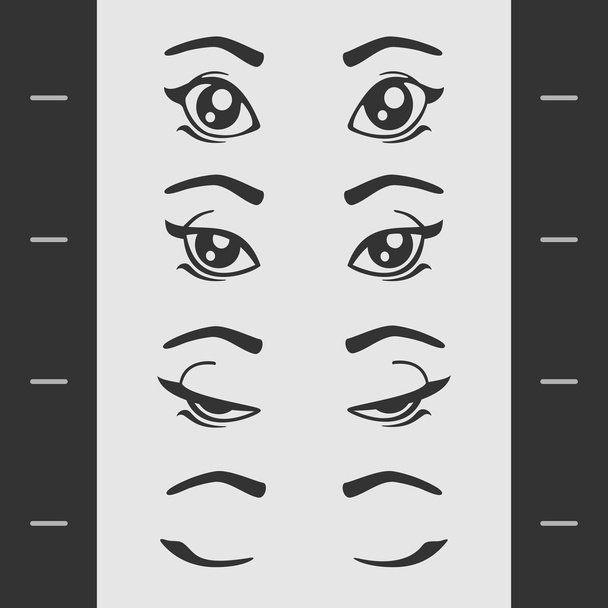 Set elementen van vrouwelijke ogen knipperen - Vector, afbeelding