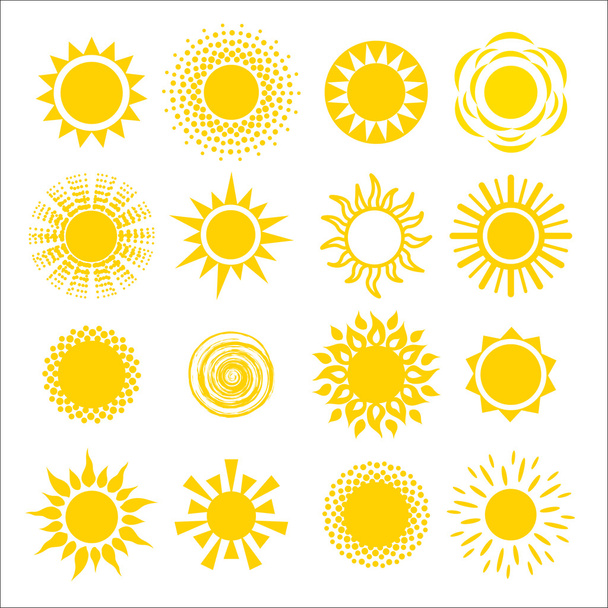 Collection suns icons. Vector illustration. - Vector, Image