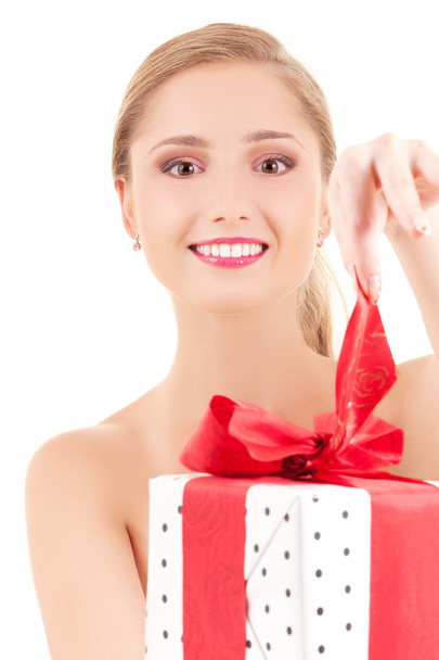 Happy girl with gift box - Фото, зображення