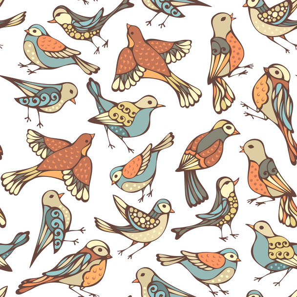 Seamless pattern of various birds - Διάνυσμα, εικόνα