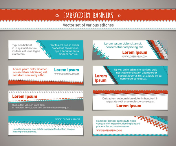 Set of horizontal textile banners - Vector, Image