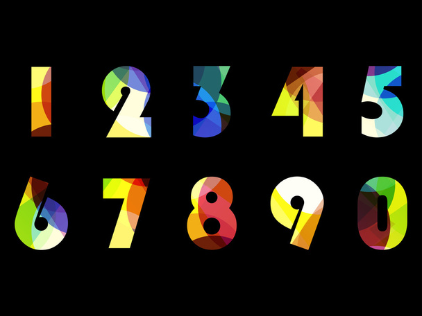 Bright numbers from zero to 9. Vector illustration. - Vector, Imagen