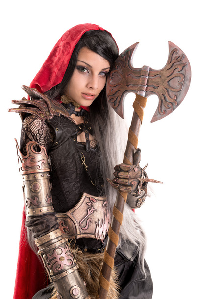 Dark Red Riding hood girl - Photo, Image