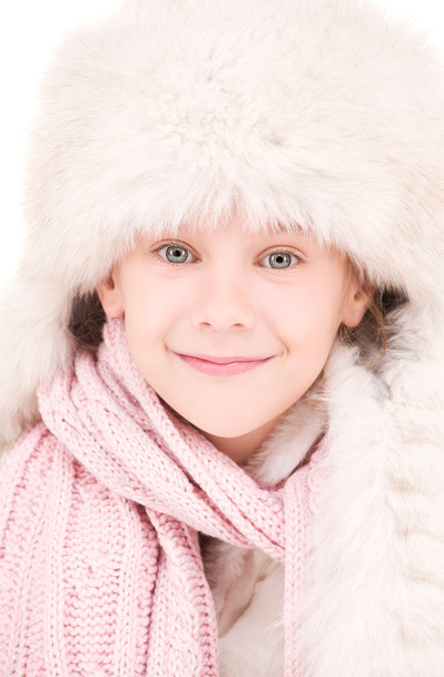 Happy girl in winter hat - Фото, изображение