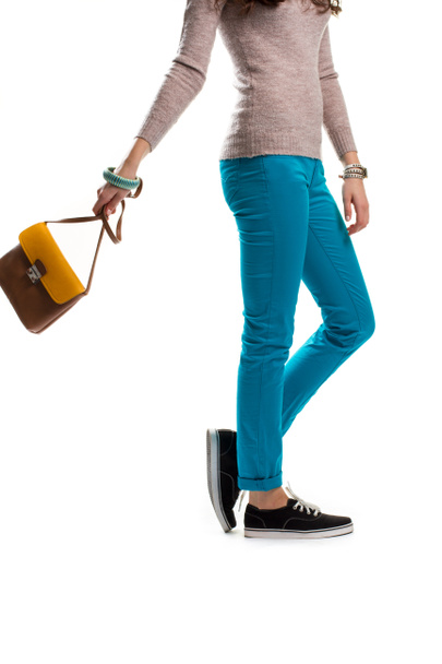 Woman in turquoise pants. - Photo, Image