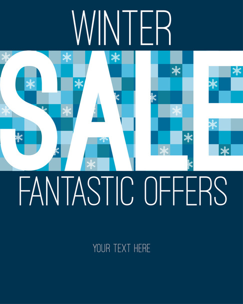 Зимняя распродажа графика со снежинками
 - Вектор,изображение