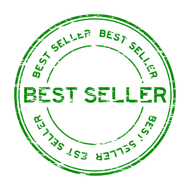 Grunge green best seller rubber stamp - Vector, afbeelding