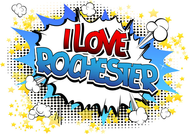 I Love Rochester - Comic book style word. - Vector, Image