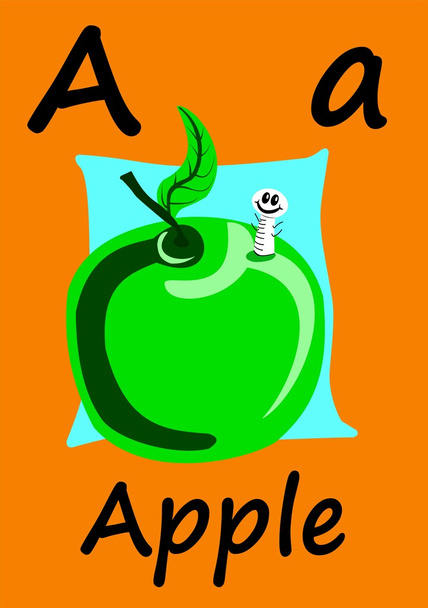 Alphabet flashcard. Letter. A is for Apple - Photo, Image