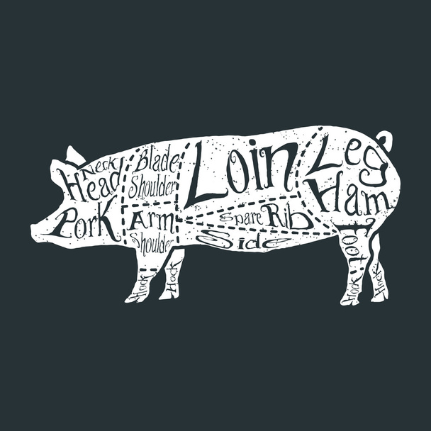 Американские куски свинины
 - Вектор,изображение