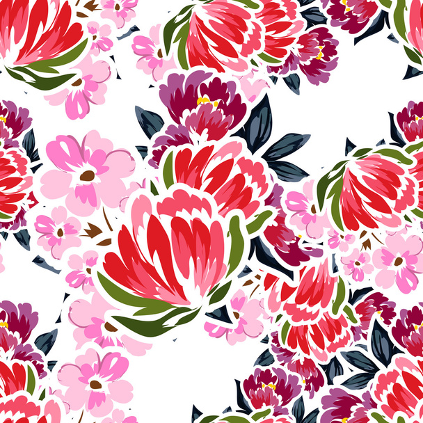 Seamless beautiful floral pattern - Vector, Imagen