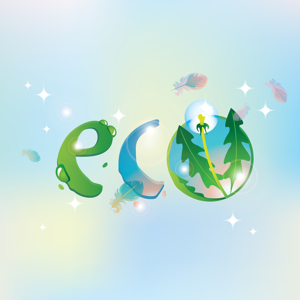 eco the sky and dandelion - Vector, afbeelding