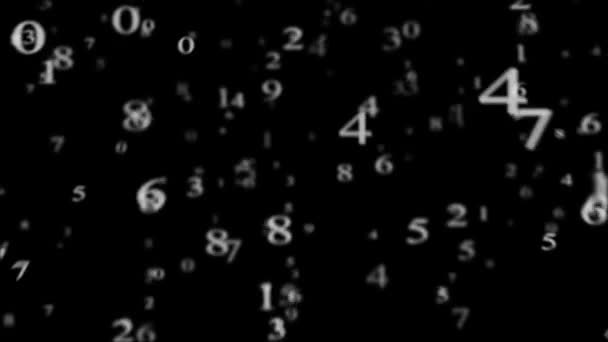 fliegende weiße Zahlen auf schwarzen - Filmmaterial, Video