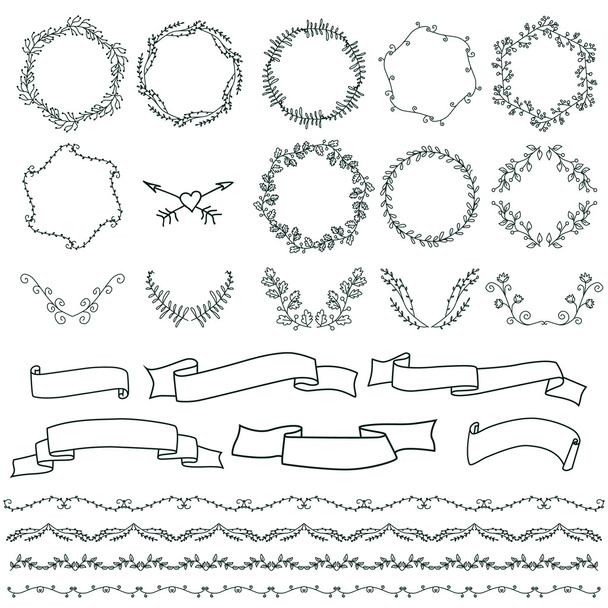 collection of vector hand drawn decoration elements. Doodle style - Vector, Image