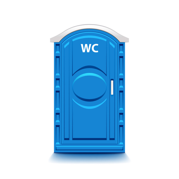 Голубой общественный туалет изолирован на белый вектор
 - Вектор,изображение