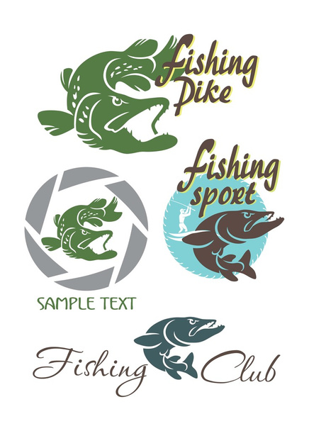 Logos de pescado de lucio
 - Vector, imagen