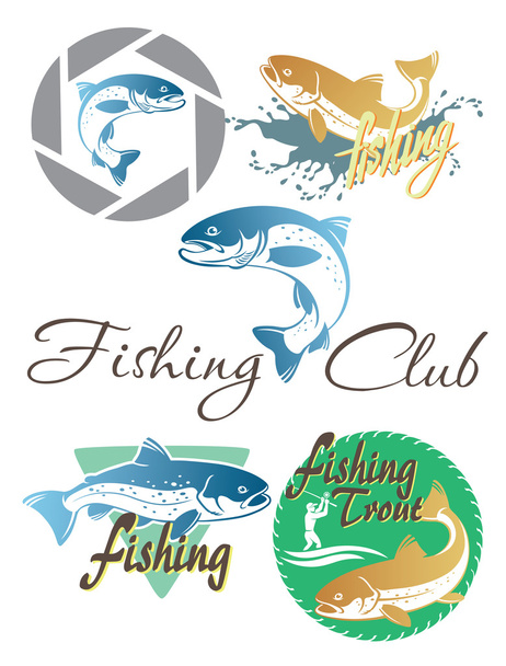 Fliegenfischen Forellen Logos - Vektor, Bild