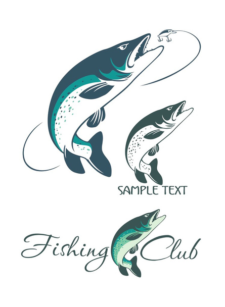pike fishing logos - Vector, Image