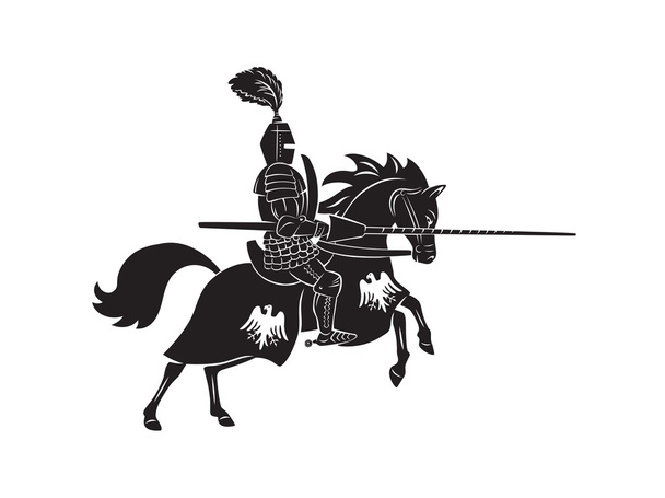 Krzyżacki Rycerz na koniu - Wektor, obraz