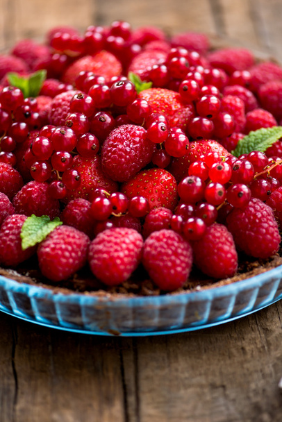  Homemade Chocolate Tart with Berries - Photo, Image
