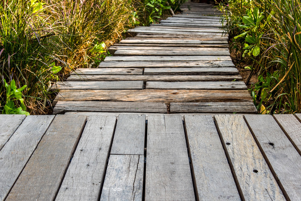 wooden teak walkway background - Foto, Imagem