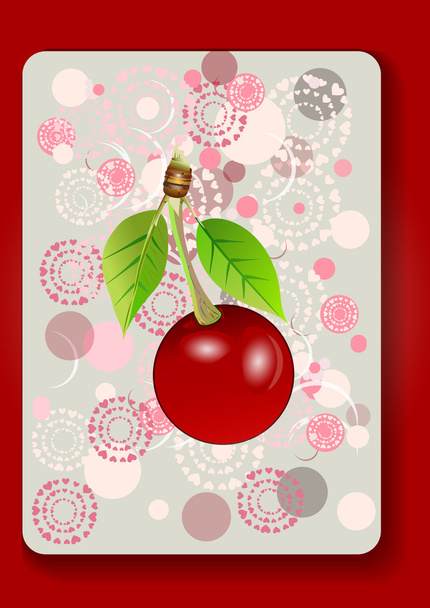 A holiday card with a cupcake and a cherry . vector illustration. - Vetor, Imagem