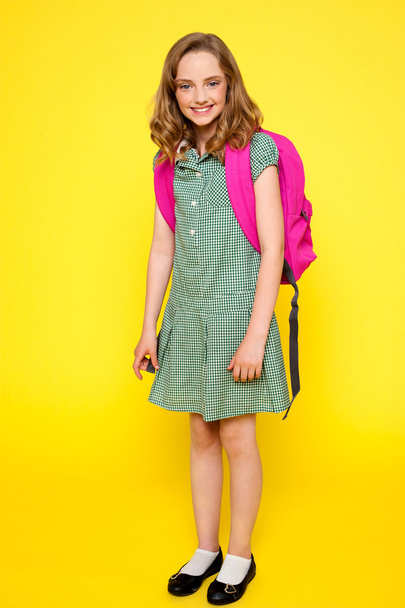 Full length portrait of cheerful school girl - Foto, Imagem