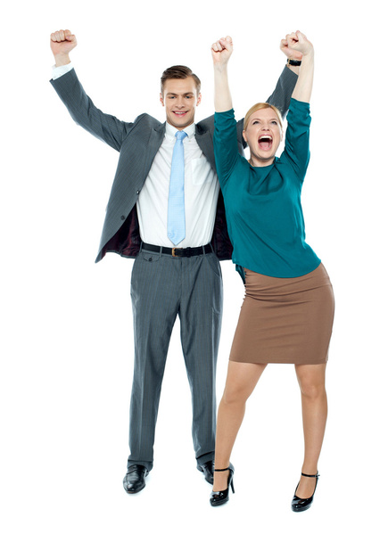 Excited business celebrating success - Photo, image