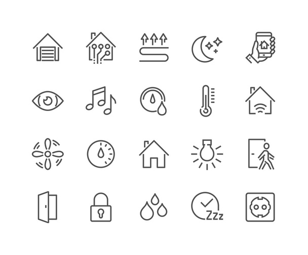 Línea de iconos de la casa inteligente
 - Vector, Imagen