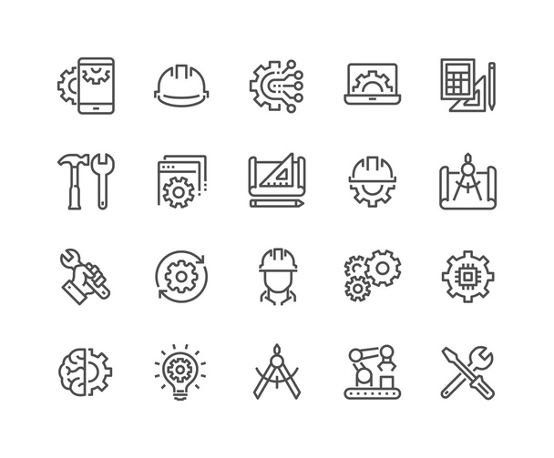 Iconos de ingeniería de línea
 - Vector, Imagen