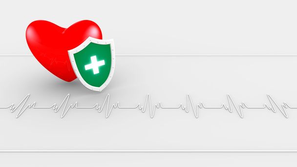 Batimento cardíaco e escudo
 - Foto, Imagem
