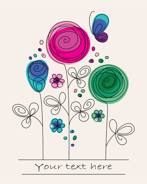 Funny colorful background with abstract flowers - Vector, Image