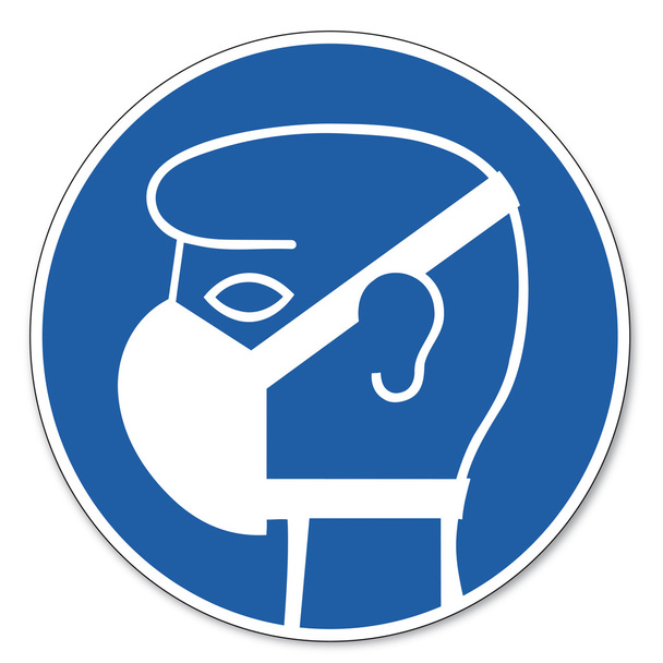 oturum güvenliği işareti piktogram iş güvenliği işareti hafif solunum koruma emri - Vektör, Görsel