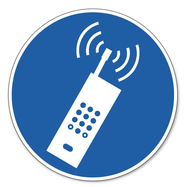 Señal comandada señal de seguridad pictograma signo de seguridad ocupacional Uso del teléfono celular permitido smartphone
 - Vector, imagen