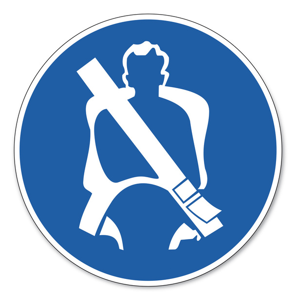 přikázal znamení bezpečnostní značka piktogram bezpečnosti znamení sedačky pásem platí - Vektor, obrázek